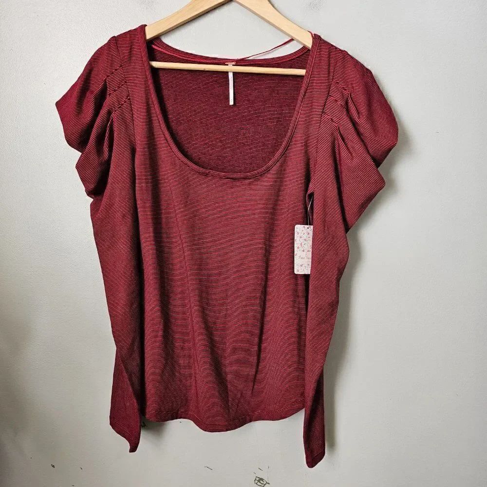 NWT Free People Penelope Long Juliet Sleeves Tee SIZE M
